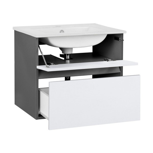 Biało-antracytowa wisząca szafka bez umywalki 60x52 cm Wisla – Støraa-image-1