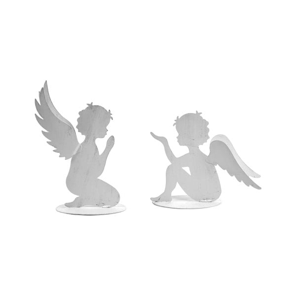 Komplet 2 dekoracyjnych aniołków z metalu Ego dekor Angels, wys. 16,5 cm