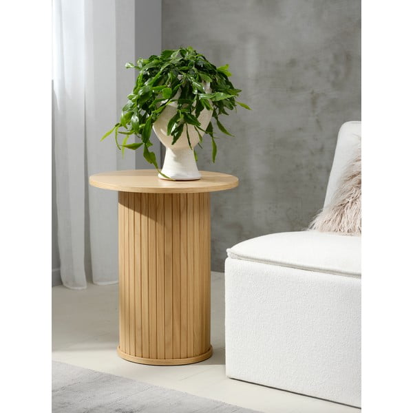 Okrągły stolik w dekorze dębu ø 50 cm Nola – Unique Furniture-image-1