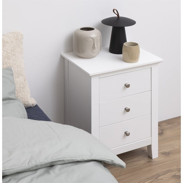 Biała szafka nocna z 3 szufladami Actona Linnea-image-1