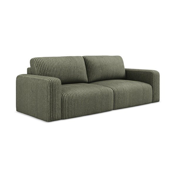 Zielona sztruksowa rozkładana/ze schowkiem sofa 252 cm Kona – Makamii-image-2