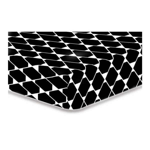 Czarne prześcieradło elastyczne z mikrowłókna DecoKing Rhombuses, 200x220 cm