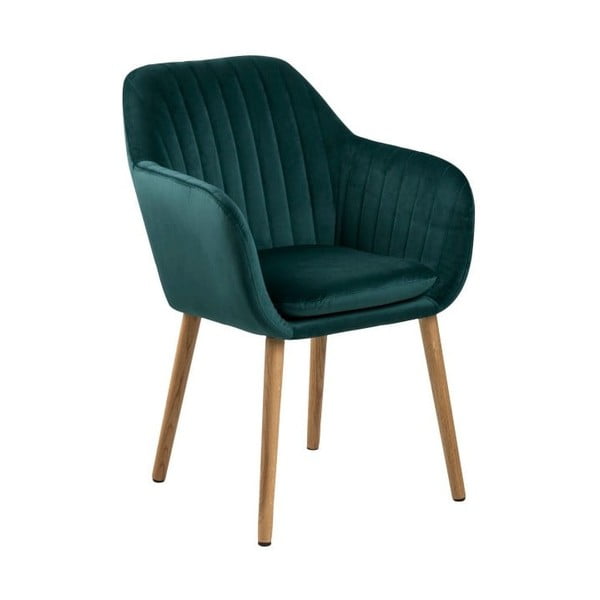 Zielone krzesło z drewnianymi nogami Bonami Essentials Emilia