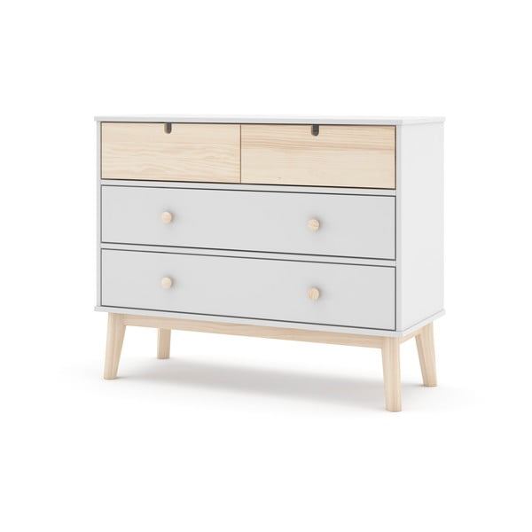 Biała niska komoda dziecięca 100x81 cm Estefania – Marckeric-image-3
