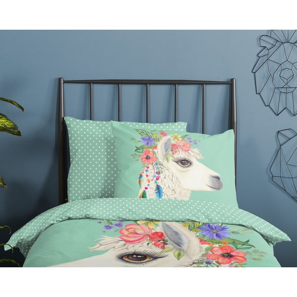 Miętowa bawełniana pościel dziecięca jednoosobowa 140x220 cm Joey – Good Morning-image-2