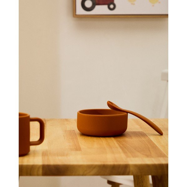 Jasnoniebiesko-pomarańczowe plastikowo-silikonowe łyżeczki dla dzieci zestaw 2 szt. Lili – Kave Home-image-2