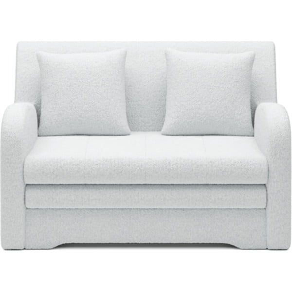 Biała rozkładana/ze schowkiem sofa z materiału bouclé 130 cm Ario – ELTAP