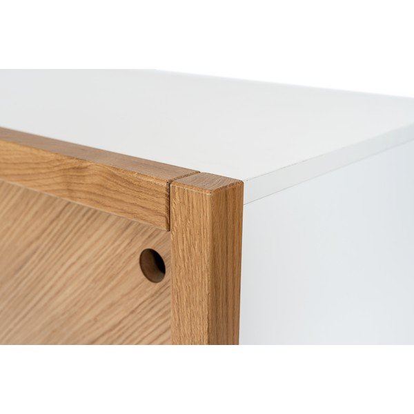 Brązowo-biała komoda z drewna dębowego Woodman Cubis-image-1