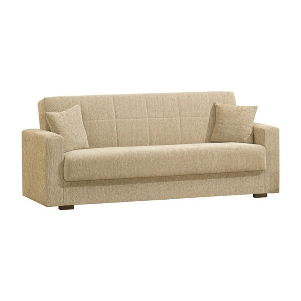 Beżowa trzyosobowa sofa rozkładana ze schowkiem Esidra Relax