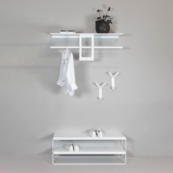 Biały stalowy wieszak ścienny z półką 100 cm Luno Small – Spinder Design-image-4