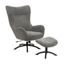 Antracytowy fotel uszak z podnóżkiem Actona Talgarth