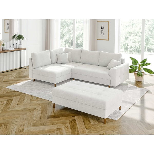 Biały podnóżek z materiału bouclé Ariella – Ropez-image-3