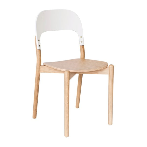 Dębowe krzesło z białym oparciem HARTÔ Paula