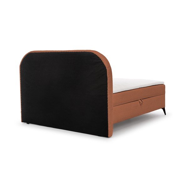 Pomarańczowe łóżko kontynentalne ze schowkiem 200x200 cm Ornes – Ropez-image-4