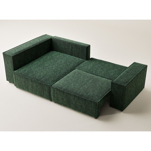 Ciemnozielony rozkładany/ze schowkiem narożnik z tkaniny szenilowej (lewostronny/w kształcie litery L) Tonga – Maison de Rêve-image-3