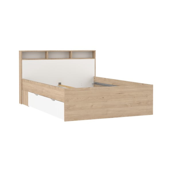 Łóżko dwuosobowe w dekorze dębu ze schowkiem bez stelaża 140x200 cm Ikast – Tvilum-image-2