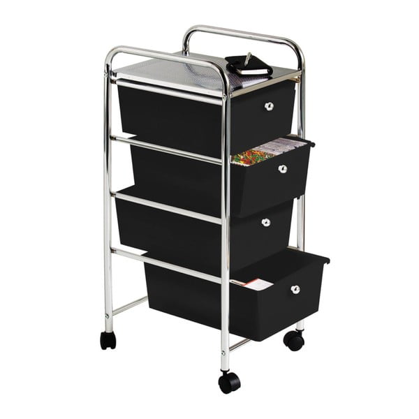 Plastikowy regał na kółkach w czarno-srebrnym kolorze 33x79 cm – Premier Housewares-image-1