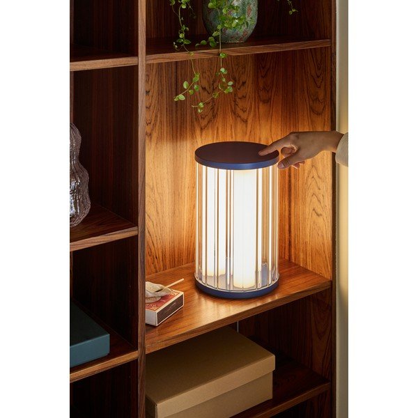 Niebieska szklana lampa stołowa LED ze ściemniaczem (wysokość 30 cm) Aru – Hübsch-image-1