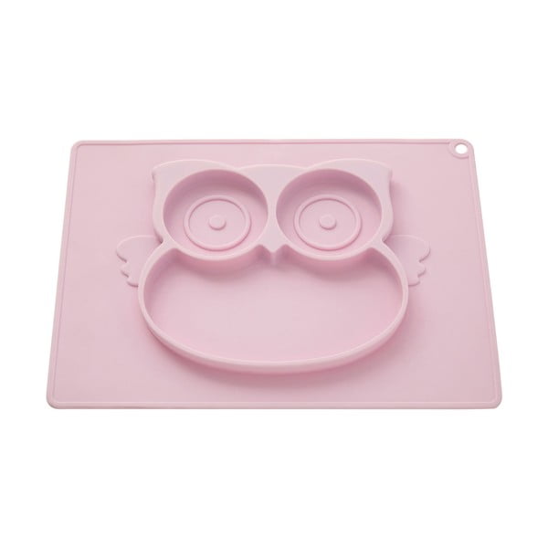Różowy silikonowy talerz dla dzieci z motywem sowy Premier Housewares Zing Food