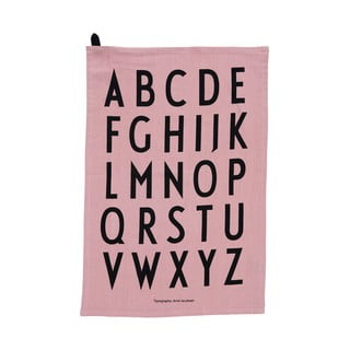 Różowa bawełniana ściereczka Design Letters Alphabet, 40x60 cm