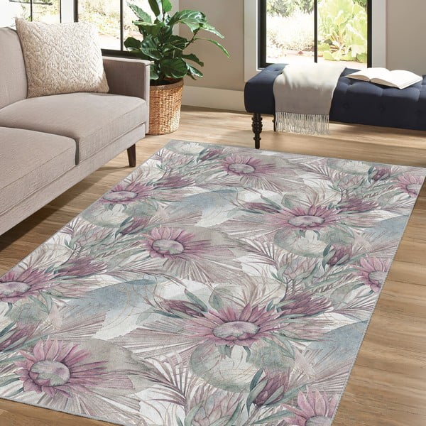Fioletowo-szary dywan odpowiedni do prania 160x230 cm Dusty Flowers – Mila Home-image-4