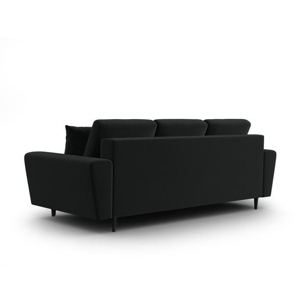 Czarna aksamitna rozkładana sofa ze schowkiem 235 cm Kyoto – Cosmopolitan Design-image-3