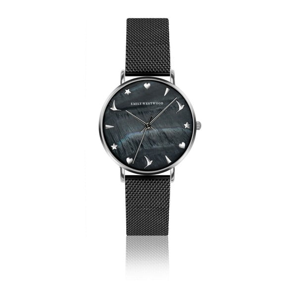 Damski zegarek z czarnym paskiem ze stali nierdzewnej Emily Westwood Rugnara