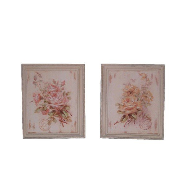 Zestaw 2 obrazów Antic Line Roses, 25,5x30,5 cm