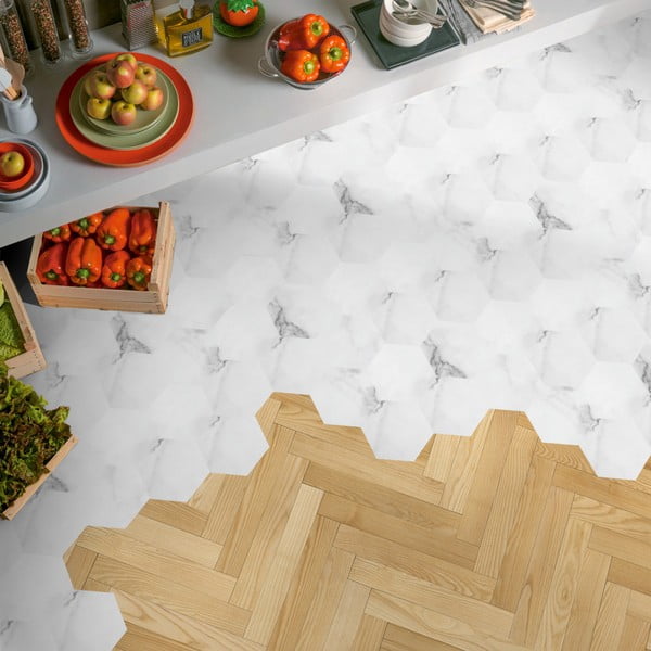 Zestaw 10 naklejek na podłogę Ambiance Hexagon-image-3