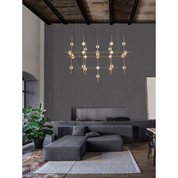 Metalowa lampa wisząca LED ze ściemniaczem w kolorze złota z kloszem ze szkła akrylowego Atomo – Nova Luce-image-1