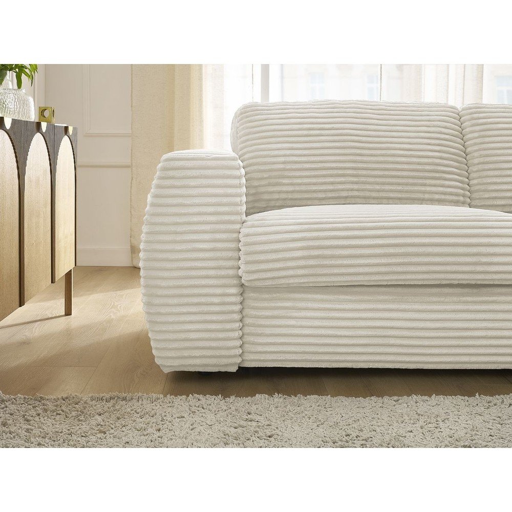 Beżowa sztruksowa rozkładana sofa do spania 220 cm Hugo – Bobochic Paris (zdjęcie 6)