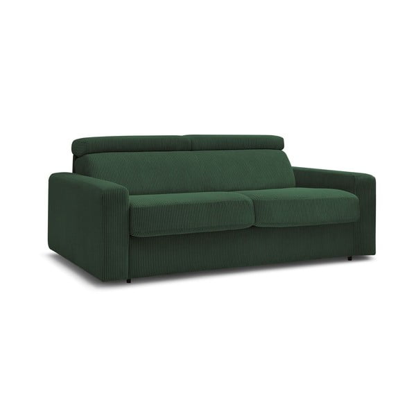 Ciemnozielona sztruksowa rozkładana sofa 195 cm Monaco – Bobochic Paris-image-3