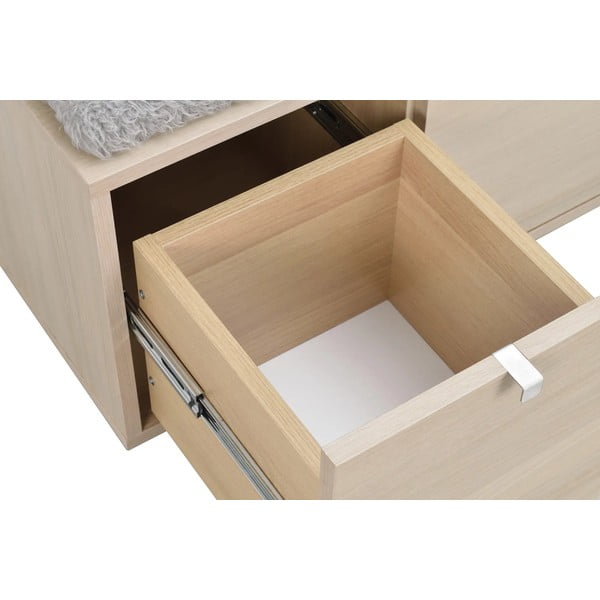 Szaro-naturalna szafka na buty w dekorze dębu z siedziskiem Confetti – Rowico-image-4