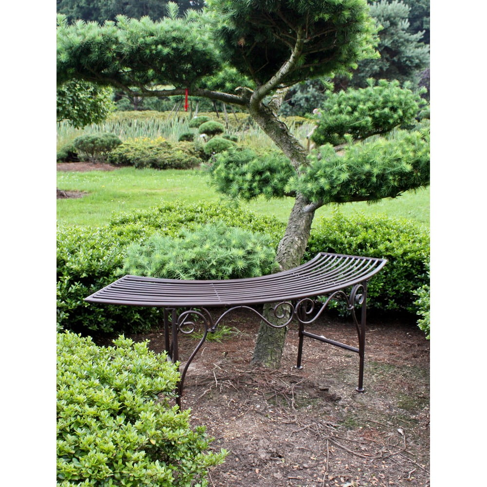 Czarno-ciemnobrązowa metalowa ławka ogrodowa Fuego – Garden Pleasure (zdjęcie 5)