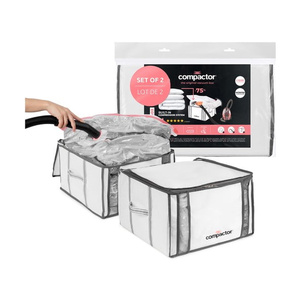 Tekstylne pojemniki do przechowywania ubrań zestaw 2 szt. próżniowe/usztywniane 42x25x25 cm Life – Compactor