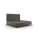 Szare tapicerowane łóżko dwuosobowe ze schowkiem i stelażem 180x200 cm Casey – Mazzini Beds