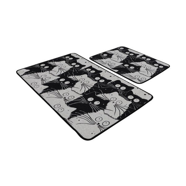 Czarne/szare dywaniki łazienkowe zestaw 2 szt. 60x100 cm White Cats – Foutastic-image-2