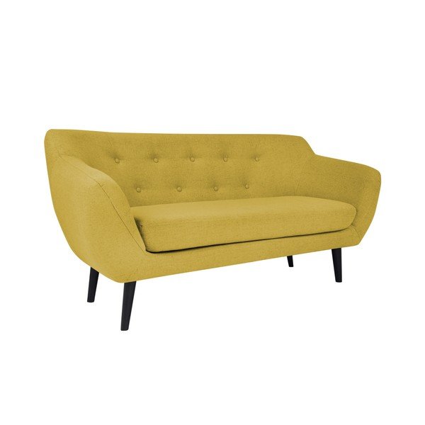 Żółta sofa 2-osobowa z brązowymi nogami Mazzini Sofas Piemont-image-1