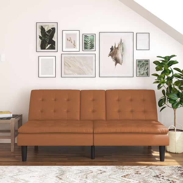 Koniakowa rozkładana sofa z imitacji skóry 191 cm Maine – Støraa-image-4