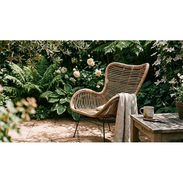 Rattanowy fotel ogrodowy w naturalnym kolorze Rattan – Ego Dekor-image-1