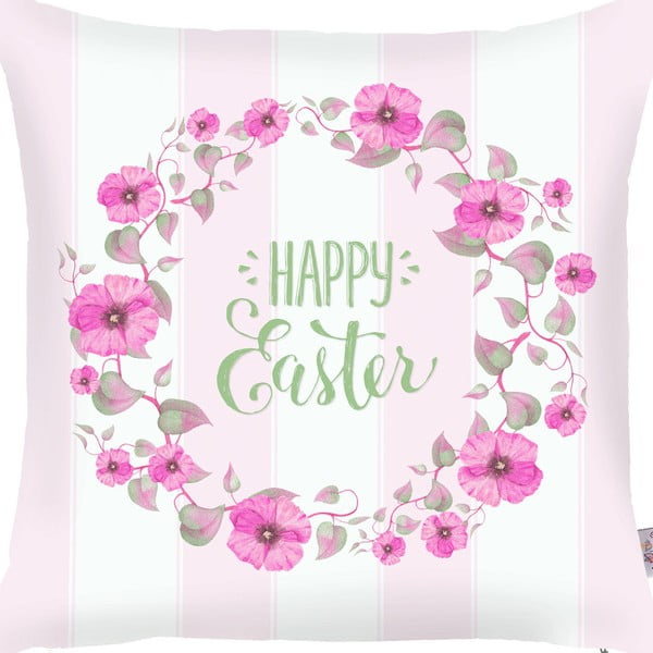 Różowo-biała poszewka na poduszkę Apolena Happy Easter, 43x43 cm