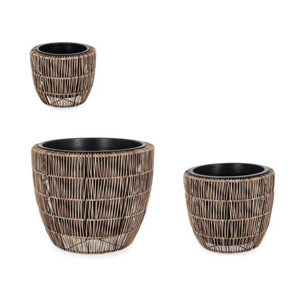Plastikowe/ze sztucznego rattanu doniczki zestaw 3 szt. ø 44 cm Ayun – Bizzotto-image-1