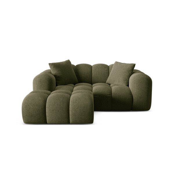 Zielony narożnik z tkaniny szenilowej (lewostronny/z szezlongiem) Treno – Cosmopolitan Design