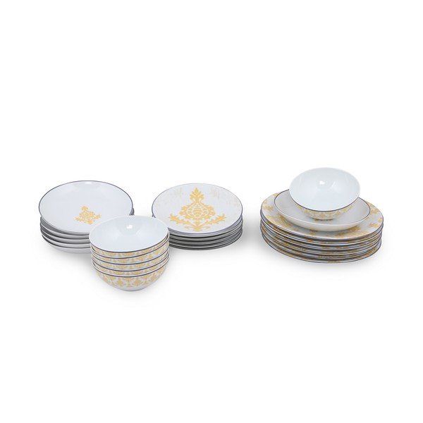 24-częściowy zestaw biało-żółtych porcelanowych naczyń Kütahya Porselen Ornaments-image-2
