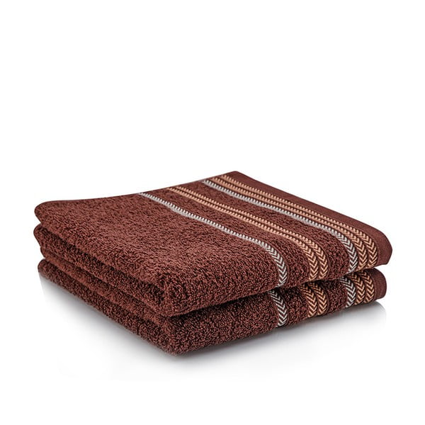 Komplet 2 ręczników Hugo Brown, 70x140 cm
