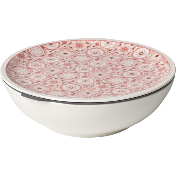 Czerwono-biały porcelanowy pojemnik na żywność Villeroy & Boch Like To Go, ø 21 cm