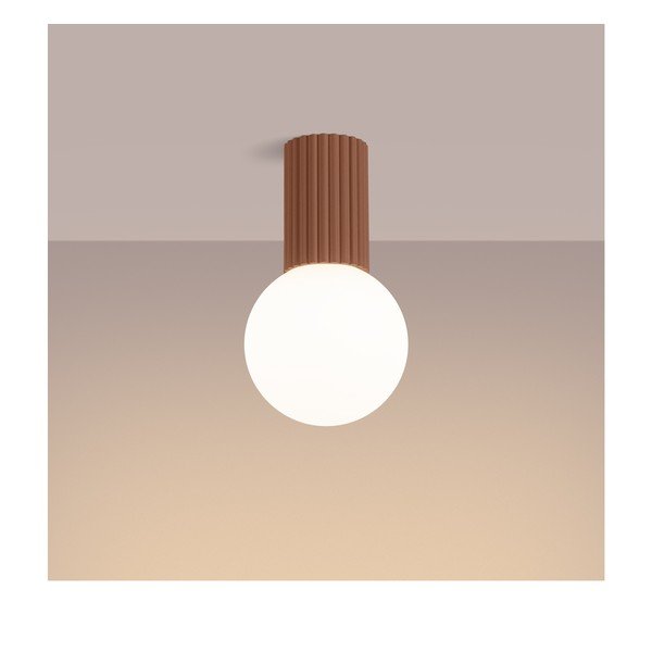 Jasnobrązowa lampa sufitowa ze szklanym kloszem ø 12 cm Orbital – Sollux-image-2