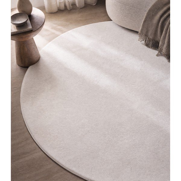 Kremowy okrągły dywan odpowiedni do prania ø 160 cm Pouffy – Ayyildiz Carpets-image-3