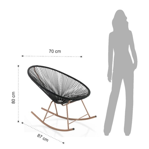 Czarny fotel bujany odpowiedni na zewnątrz Tomasucci Numana-image-3