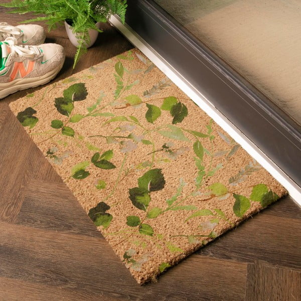 Wycieraczka z włókna kokosowego 40x60 cm Watercolour Leaves – Artsy Doormats-image-1